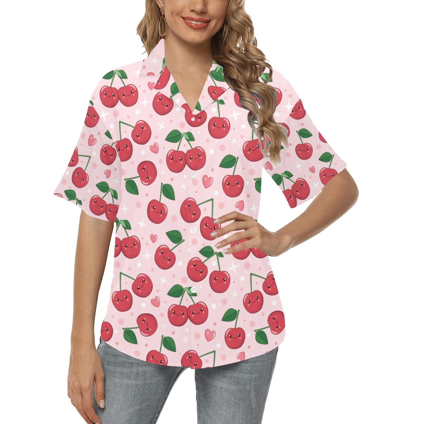 Cherry Pattern Print Design CH02 Women's Hawaiian Shirt