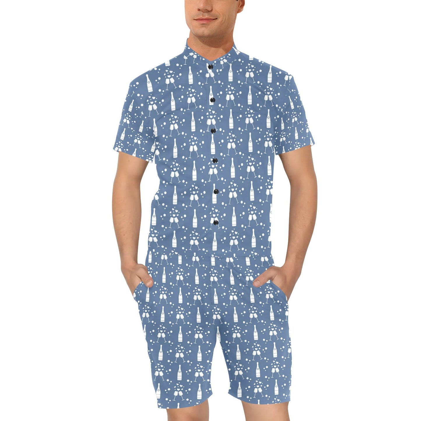 Champagne Pattern Print Design 05 Men's Romper