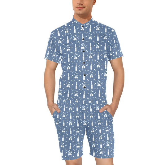 Champagne Pattern Print Design 05 Men's Romper
