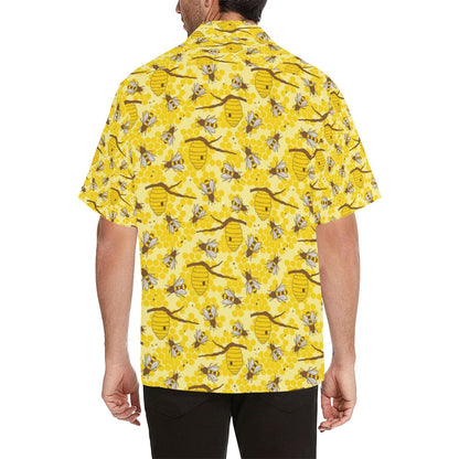 Bee With Honeycomb Print Design LKS302 Men's Hawaiian Shirt