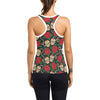 Sugar Skull Red Rose Print Design LKS301 Women's Racerback Tank Top