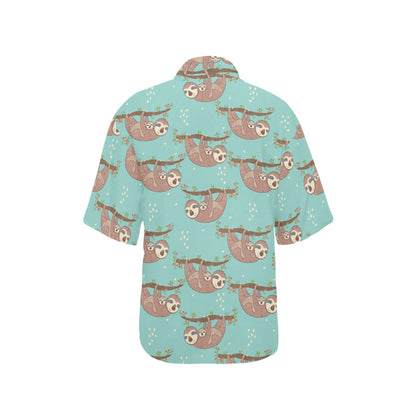 Sloth Print Design LKS302 Women's Hawaiian Shirt