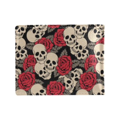 Skull And Roses Print Design LKS301 Men's ID Card Wallet