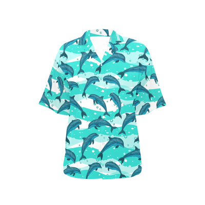 Dolphin Design Print Pattern Women's Hawaiian Shirt