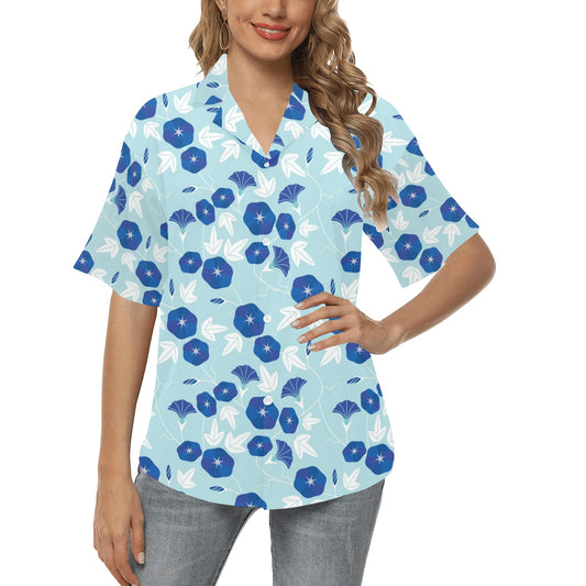 Morning Glory Pattern Print Design MG07 Women's Hawaiian Shirt