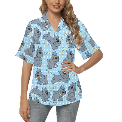 Schnauzers Pattern Print Design A02 Women's Hawaiian Shirt