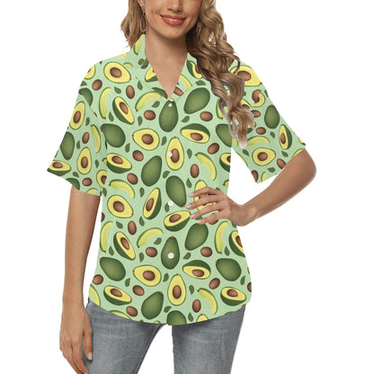 Avocado Pattern Print Design AC01 Women's Hawaiian Shirt