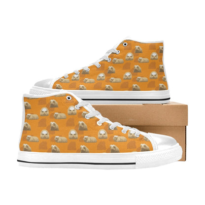 Guinea Pig Print Design LKS403 High Top Women's White Shoes