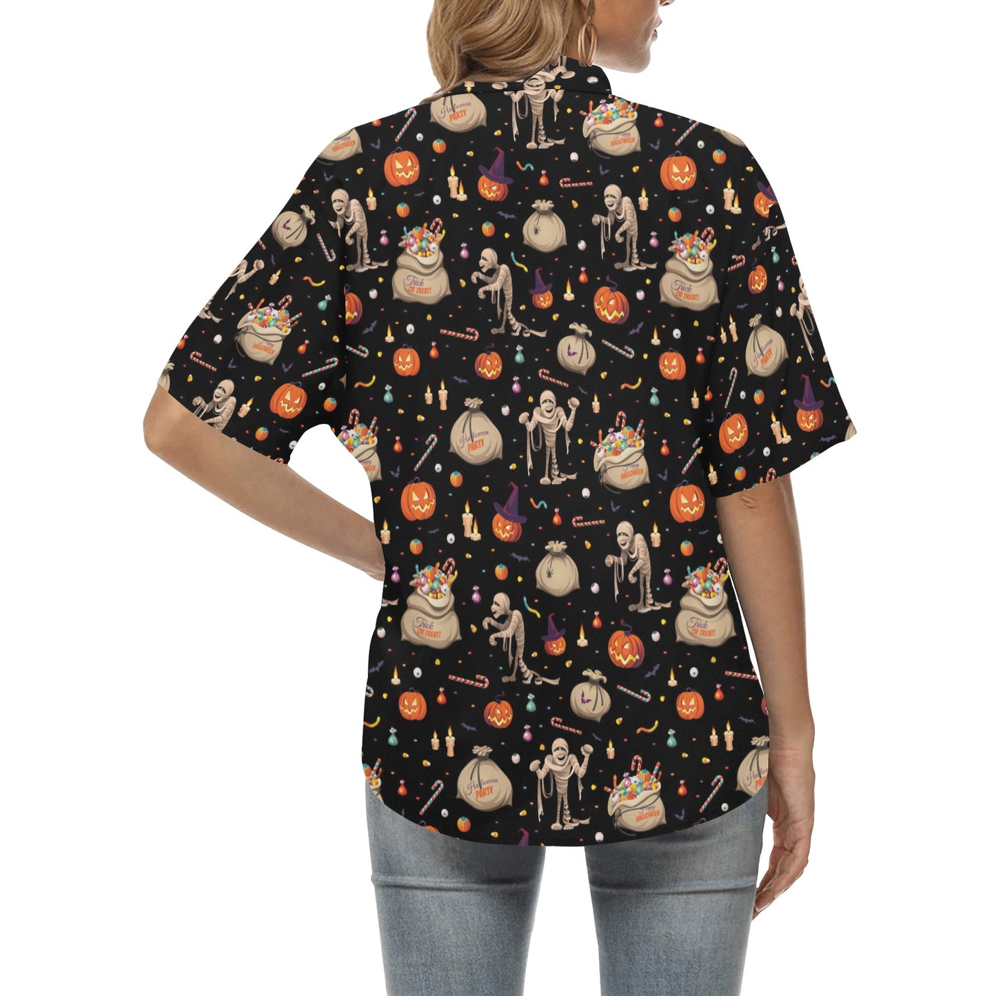 Mummy Halloween Print Design LKS303 Women's Hawaiian Shirt