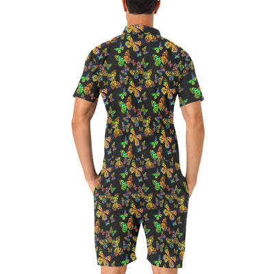 Butterfly Neon Color Print Pattern Men's Romper