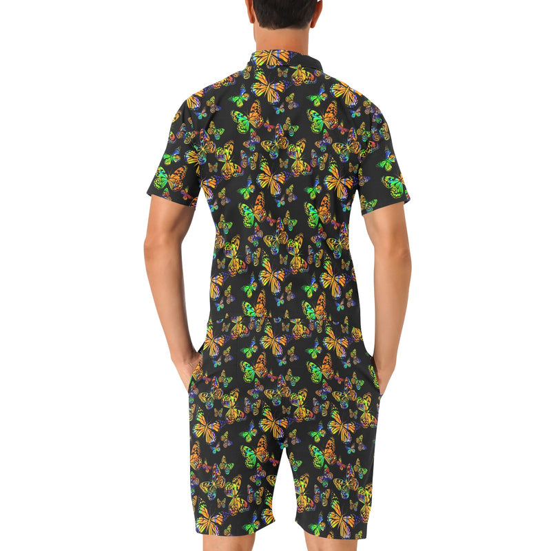 Butterfly Neon Color Print Pattern Men's Romper