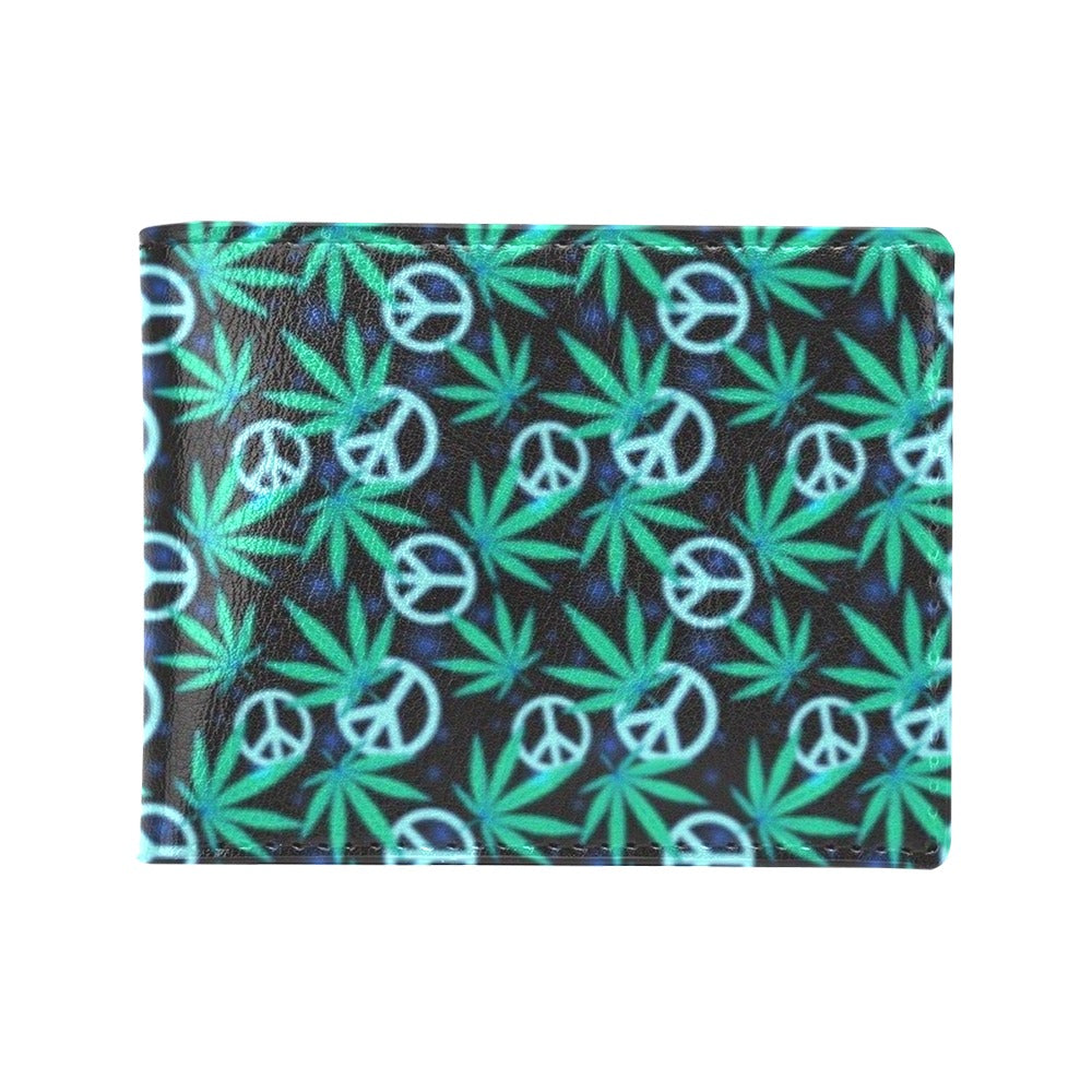 Peace Sign Themed Design Print Men's ID Card Wallet