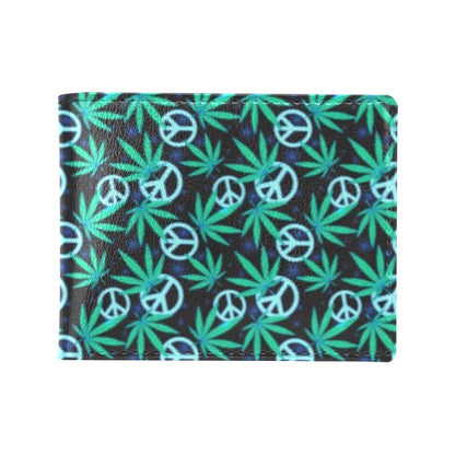 Peace Sign Themed Design Print Men's ID Card Wallet