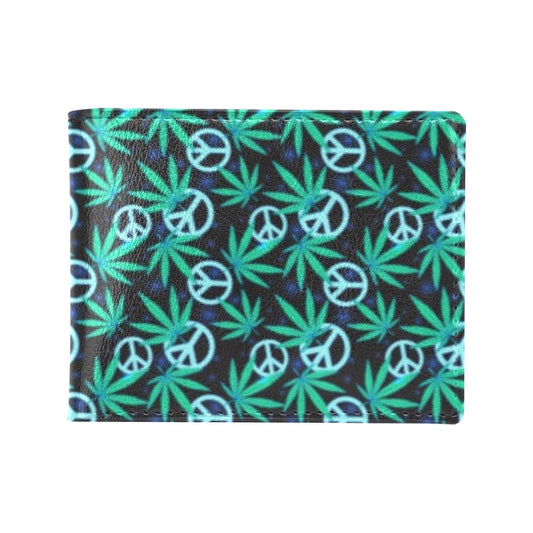 Peace Sign Themed Design Print Men's ID Card Wallet