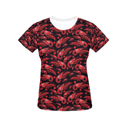Shrimp Print Design LKS303 Women's  T-shirt
