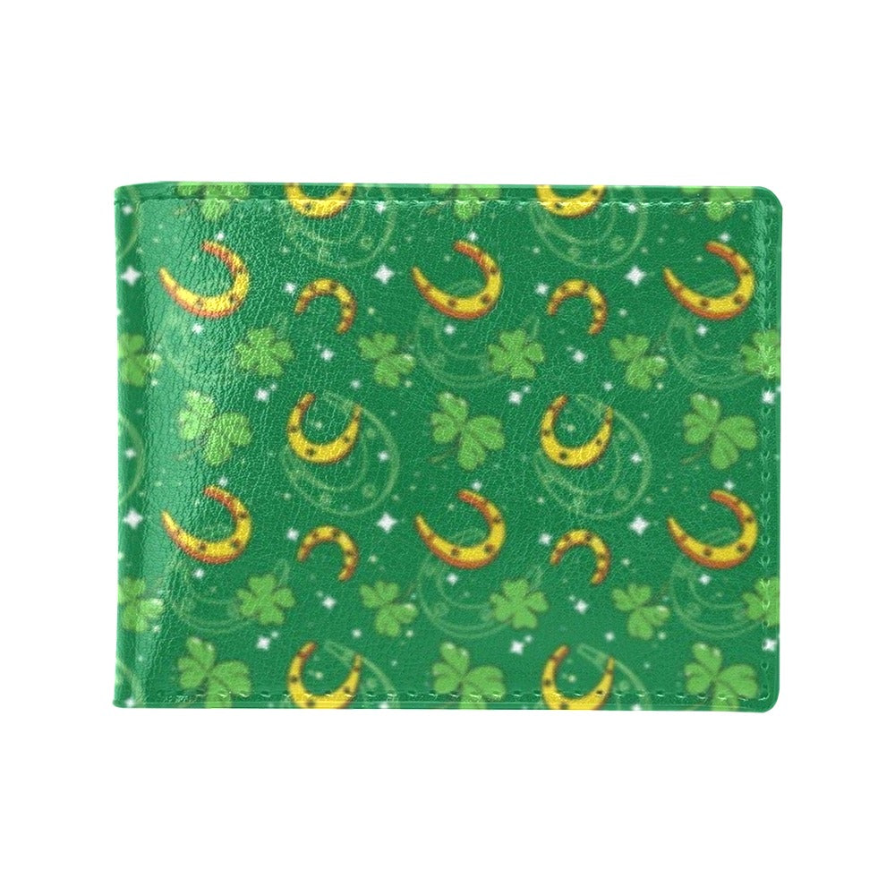 Shamrock With Horse Shoes Print Design LKS305 Men's ID Card Wallet