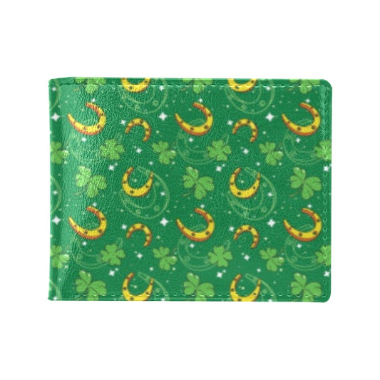 Shamrock With Horse Shoes Print Design LKS305 Men's ID Card Wallet