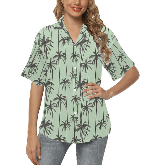 Palm Tree Pattern Print Design A04 Women's Hawaiian Shirt