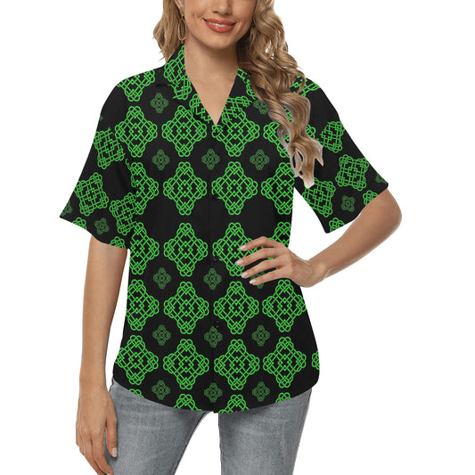 Celtic Knot Green Neon Design Women's Hawaiian Shirt