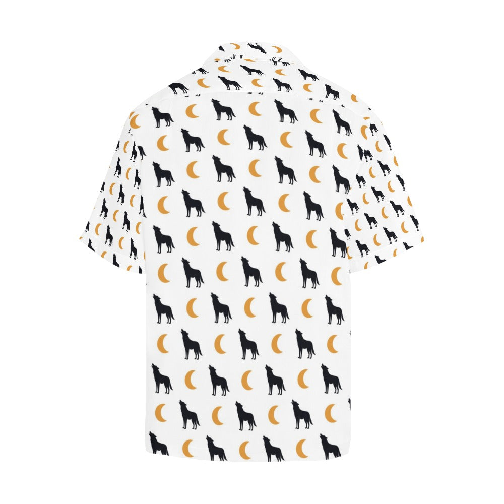 Wolf Moon Print Design LKS302 Men's Hawaiian Shirt