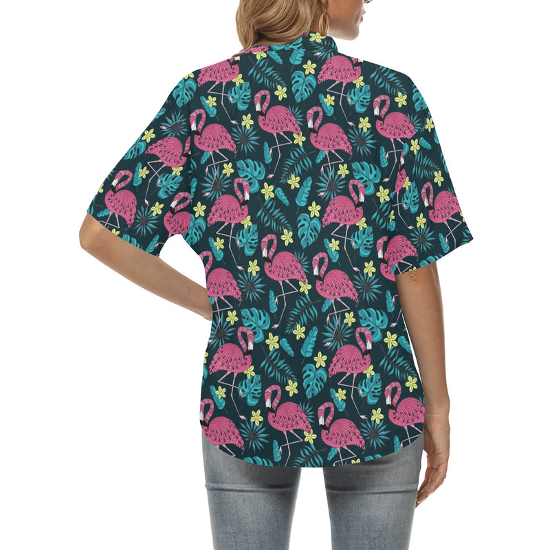 Flamingo Print Pattern Women's Hawaiian Shirt
