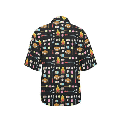 Camping Campfire Marshmallows Women's Hawaiian Shirt