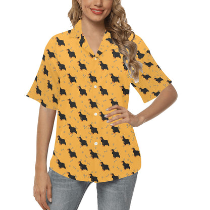 Cocker Pattern Print Design 01 Women's Hawaiian Shirt