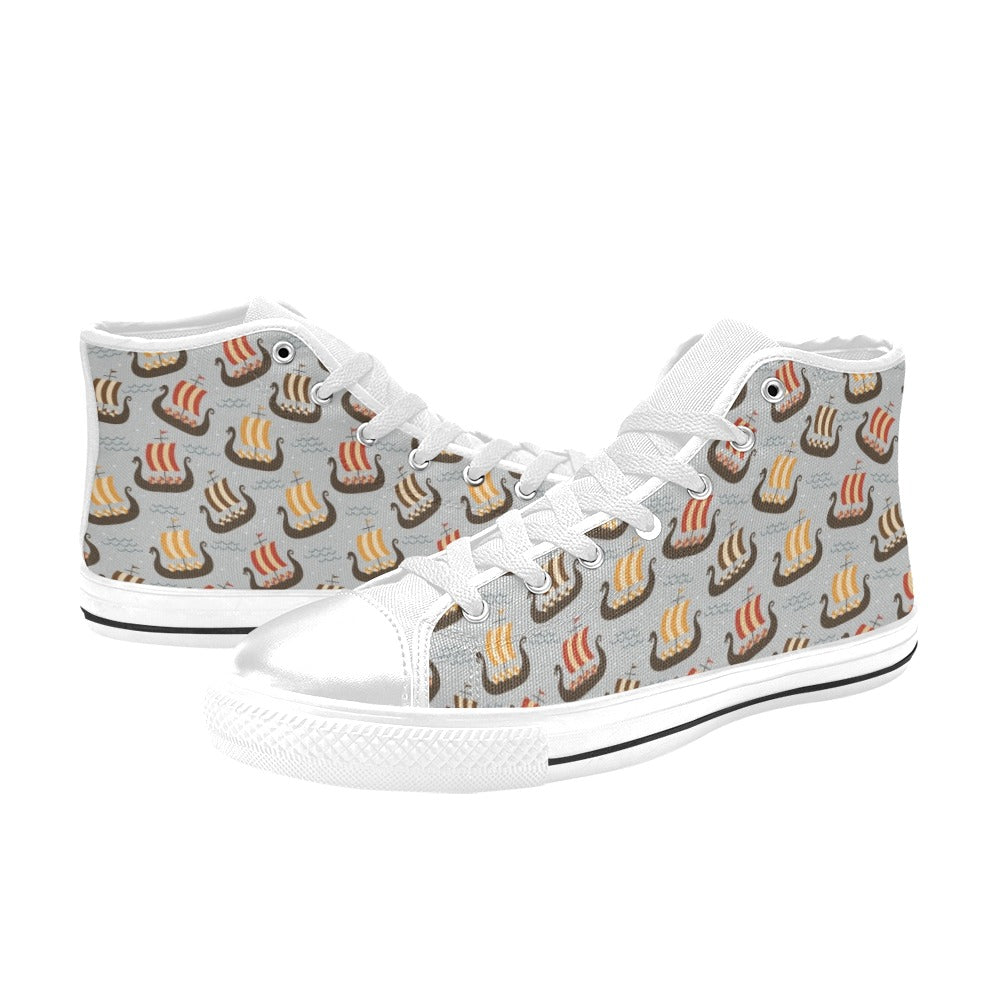 Vikings Print Design LKS308 High Top Women's White Shoes