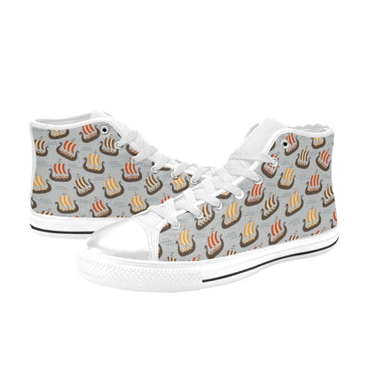 Vikings Print Design LKS308 High Top Women's White Shoes