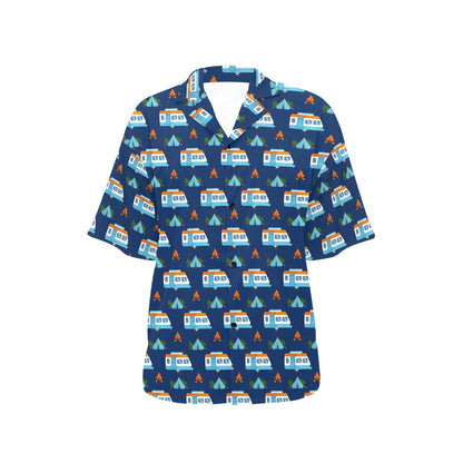 Camper Pattern Camping Themed No 3 Print Women's Hawaiian Shirt