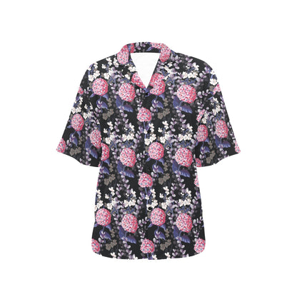 Hydrangea Pattern Print Design HD04 Women's Hawaiian Shirt