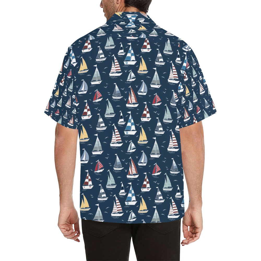 Sailboat Print Design LKS306 Men's Hawaiian Shirt