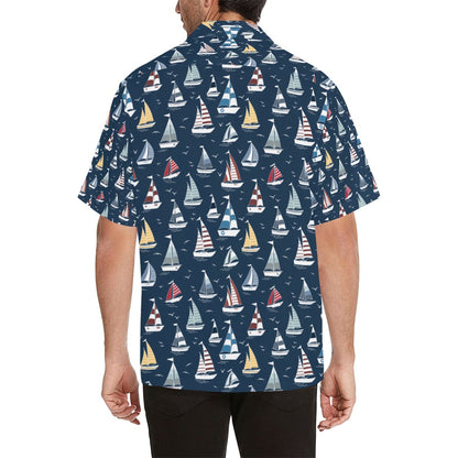 Sailboat Print Design LKS306 Men's Hawaiian Shirt