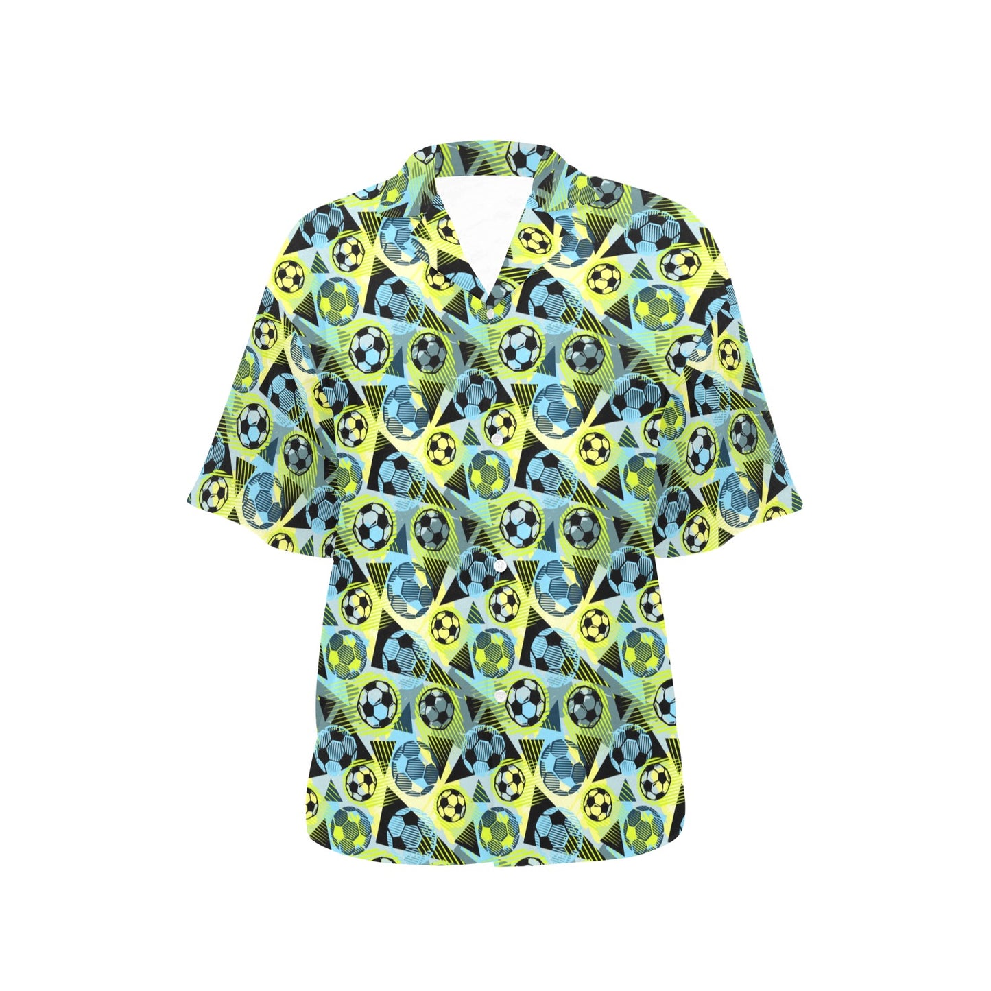Soccer Ball Themed Print Design Women's Hawaiian Shirt