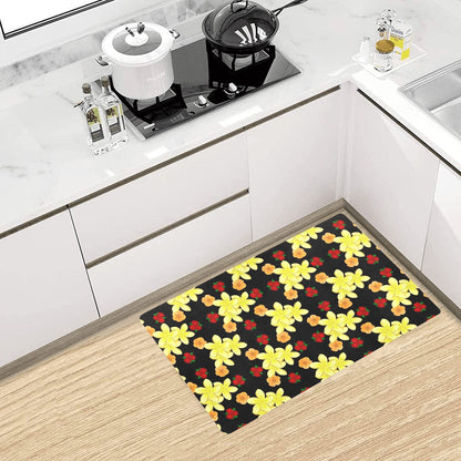 Yellow Plumeria Pattern Print Design PM04 Kitchen Mat