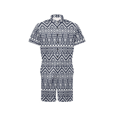 Blue White Tribal Aztec Men's Romper