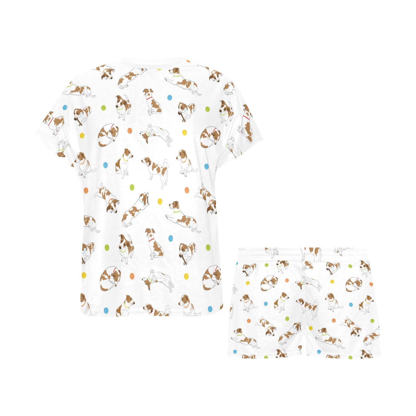 Russell Terriers With Balls Print Design LKS307 Women's Short Pajama Set