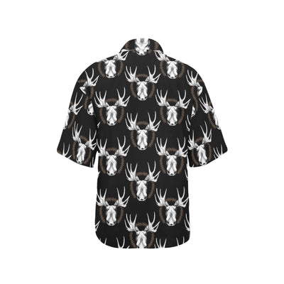 Moose Pattern Print Design 02 Women's Hawaiian Shirt