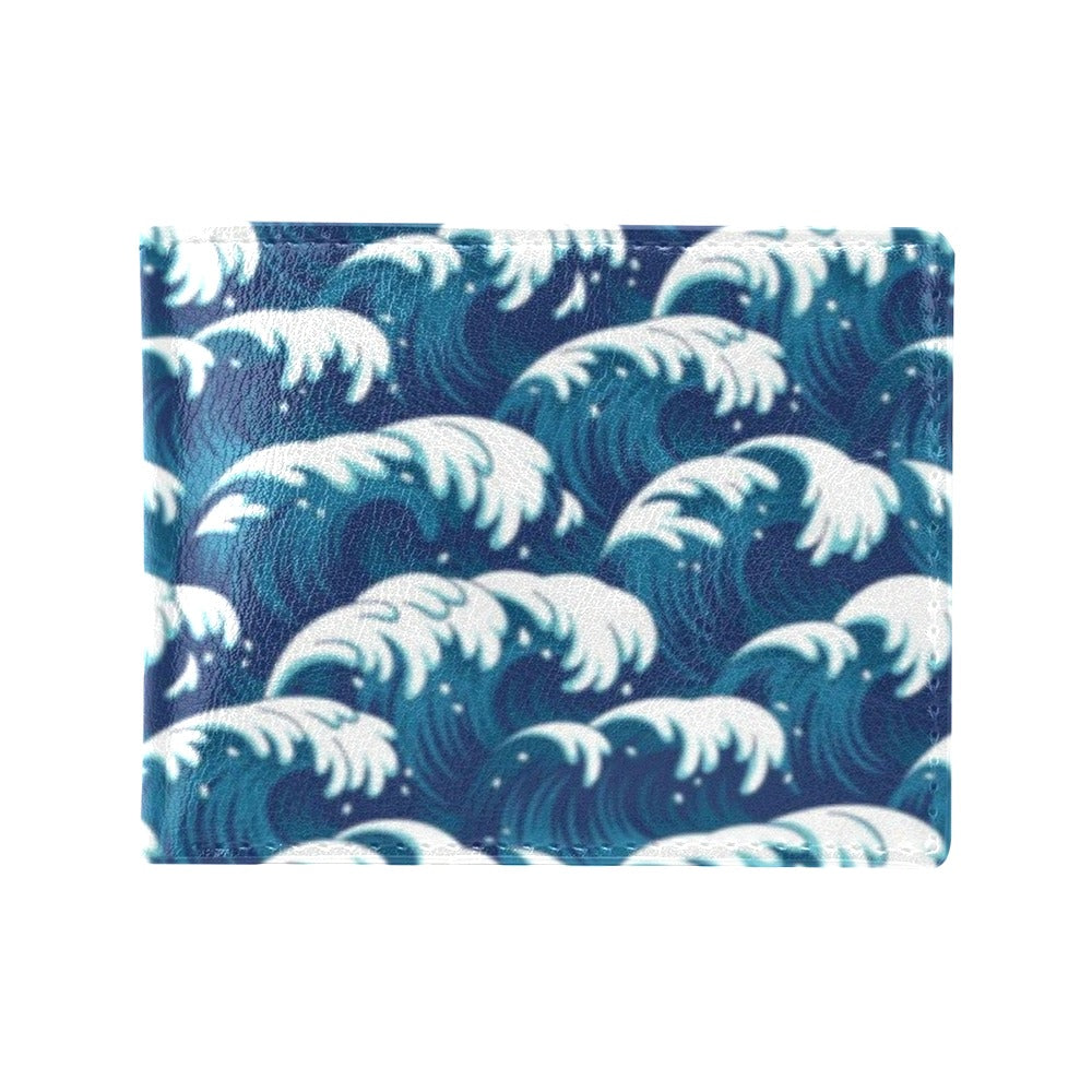 Ocean Wave Pattern Print Men's ID Card Wallet