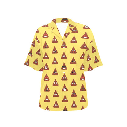 Emoji Poop Print Pattern Women's Hawaiian Shirt