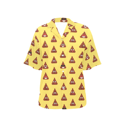 Emoji Poop Print Pattern Women's Hawaiian Shirt