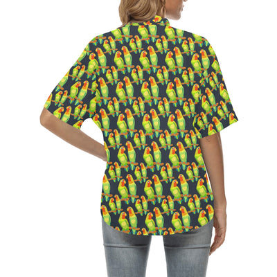 Lovebird Pattern Print Design 01 Women's Hawaiian Shirt