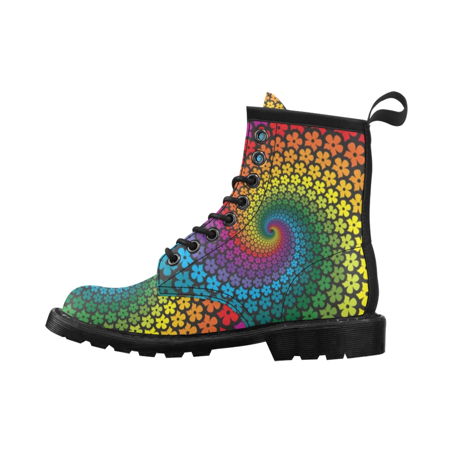 Flower Power Rainbow Spiral Print Women's Boots