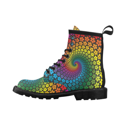 Flower Power Rainbow Spiral Print Women's Boots