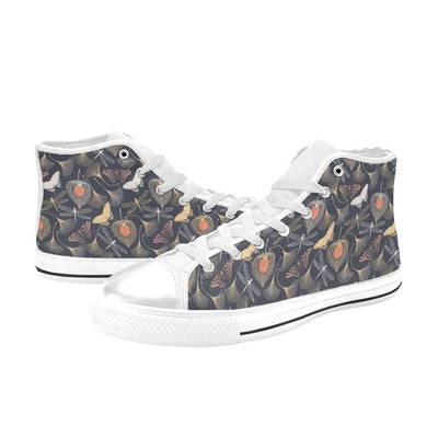 Dragonfly Print Design LKS404 High Top Women's White Shoes