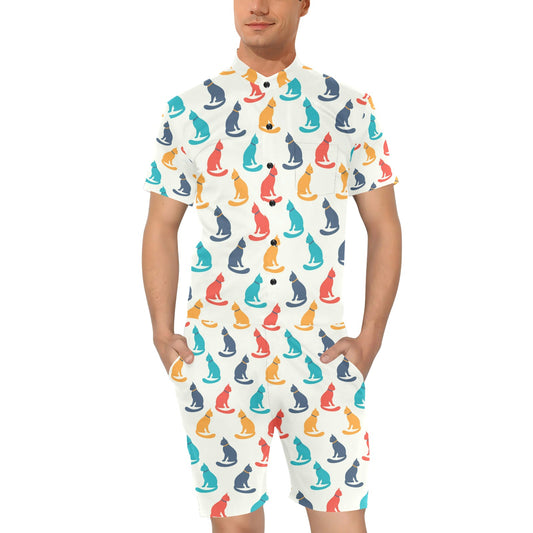 Cat Pattern Print Design 03 Men's Romper