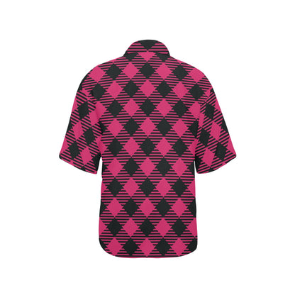 Buffalo check Pink Pattern Print Design 01 Women's Hawaiian Shirt
