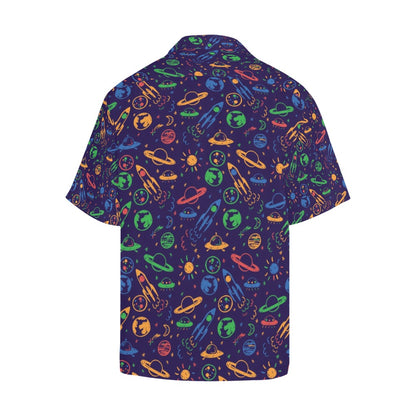 UFO Space Rocket Print Design LKS302 Men's Hawaiian Shirt