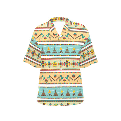 American indian Life Pattern Women's Hawaiian Shirt