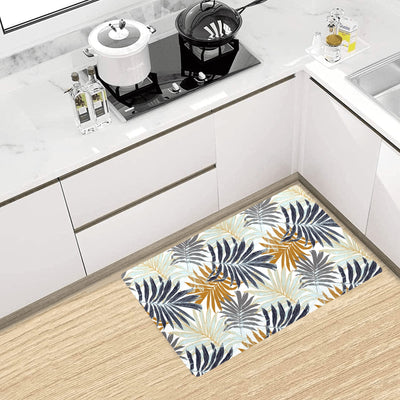 Colorful Tropical Palm Leaves Kitchen Mat